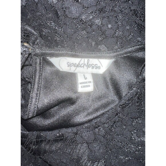 JUNIORS SPEECHLESS LACE SHIFT DRESS SLEEVELESS SIZE Large  BLACK - Picture 8 of 8